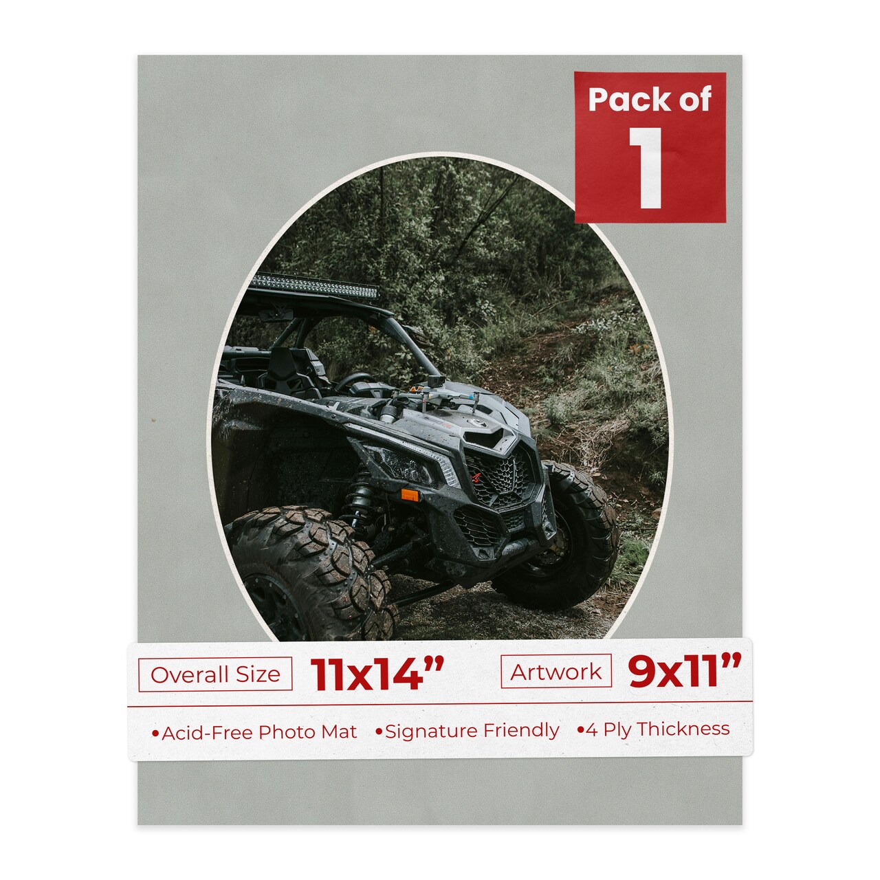 Light Grey Suede Mat Board for 11x14 Frames - Oval Opening for 9x11 Photos
